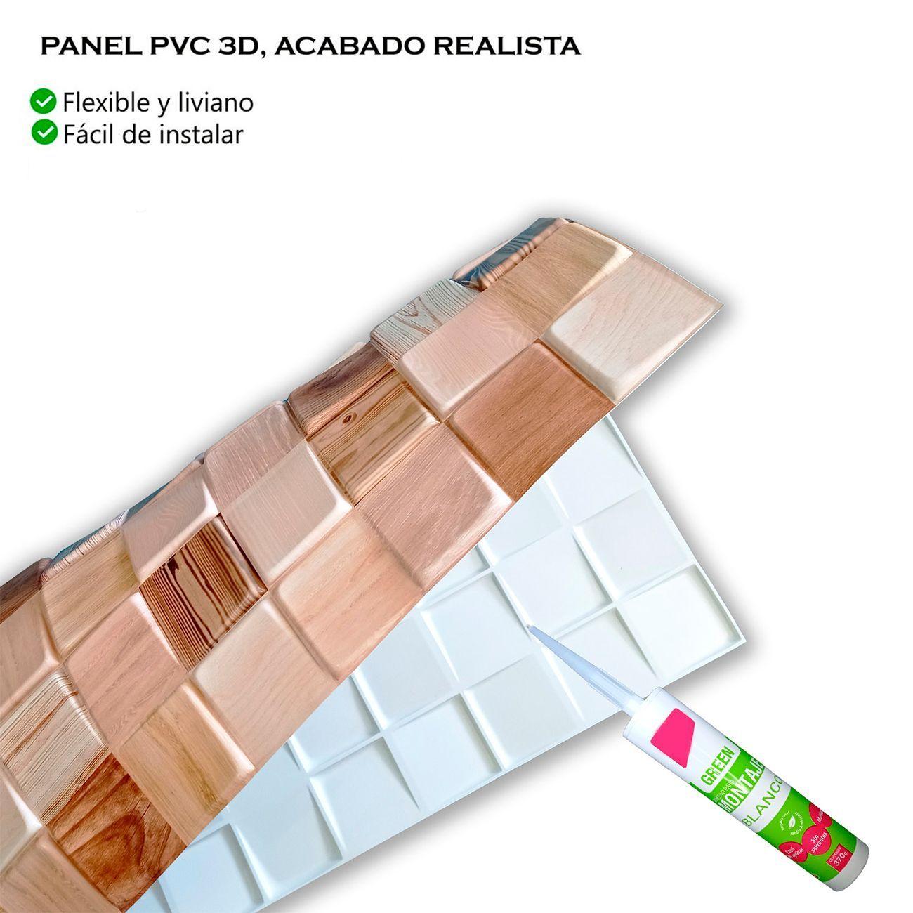 Wall Panel PVC 3D 91 x 63cm MOSAICO MADERA 5.7 m² (10 Paneles)-4