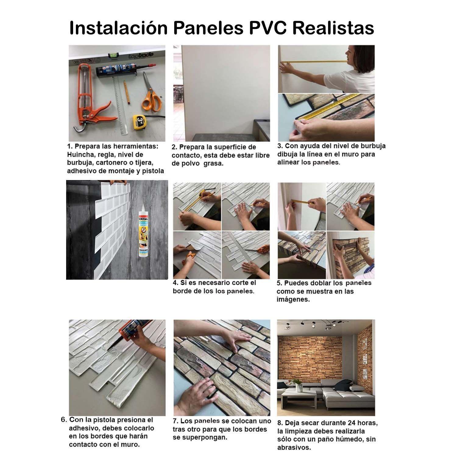 Wall Panel PVC 3D 91 x 63cm MOSAICO MADERA 5.7 m² (10 Paneles)-5