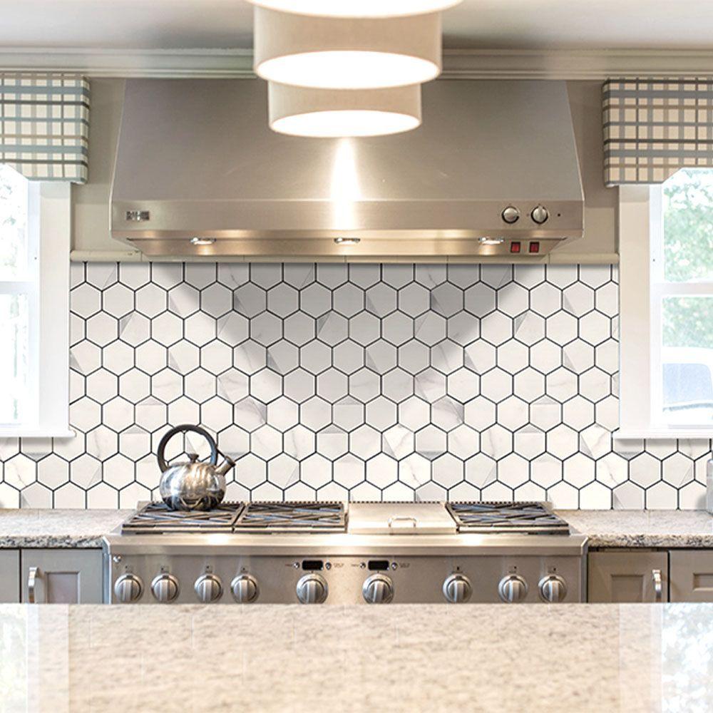 Mosaico Autoadhesivo decorativo Panal Mármol caja 0.70m²-4