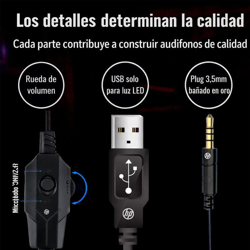 Audifonos Alambricos HP H220 Gaming AUX PC Cel PS4 Xbox One-7