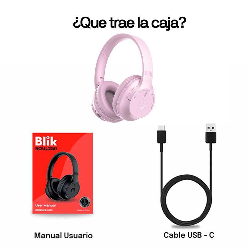 Audifonos Inalambricos Blik Soul250 Bluetooth 5.4 Alcance 10mts Bateria 20 hrs Rosa-6