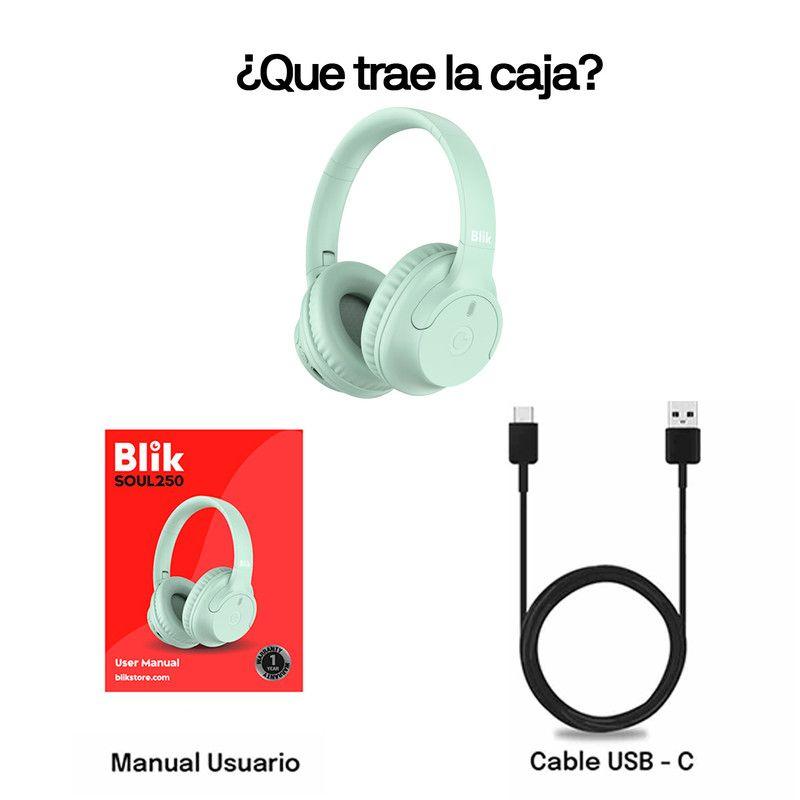 Audifonos Inalambricos Blik Soul250 Bluetooth 5.4 Alcance 10mts Bateria 20 hrs Verde-6