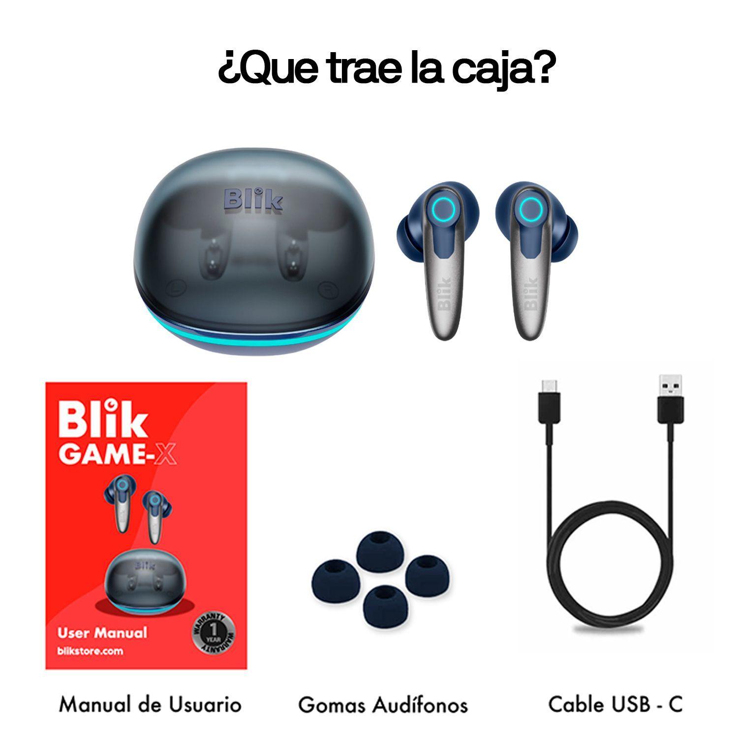 Audifonos Inalambricos Blik Game-X TWS Bluetooth 5.4 Alcance 15mts ENC Modo Gaming Bateria 30h IPX4-4