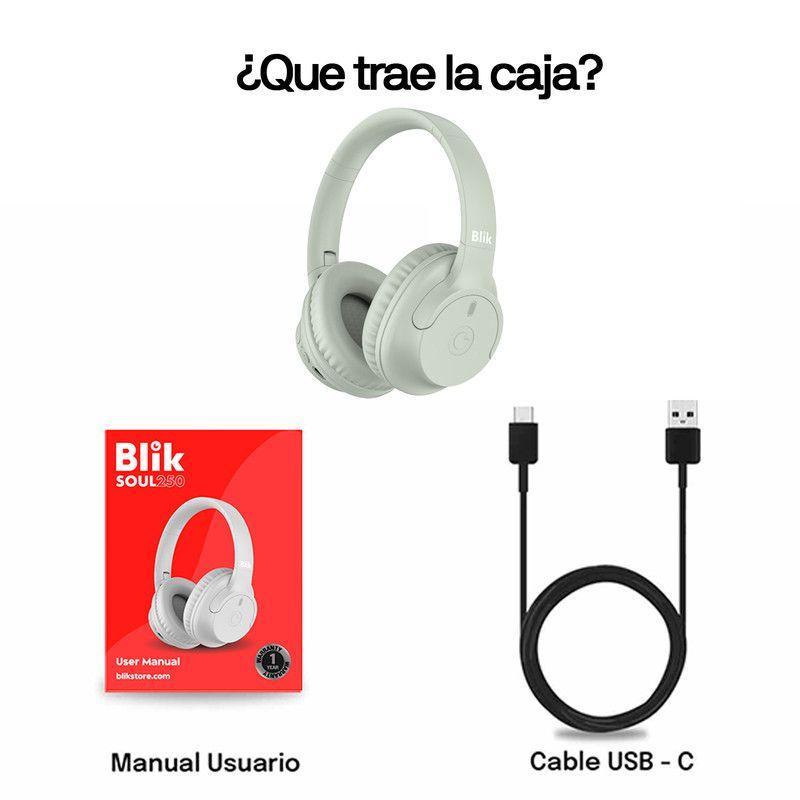 Audifonos Inalambricos Blik Soul250 Bluetooth 5.4 Alcance 10mts Bateria 20 hrs Gris-6