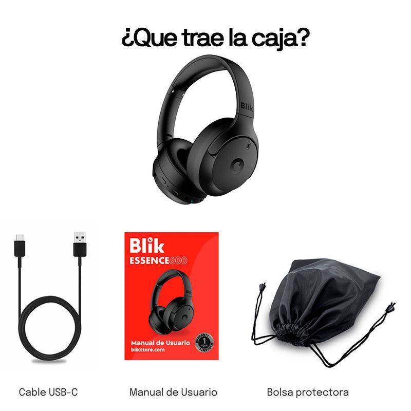 Audifonos Inalambricos Blik Essence600 Bluetooth 5.4 Alcance 10mts Bateria 80h Baja Lantecia 89ms-6