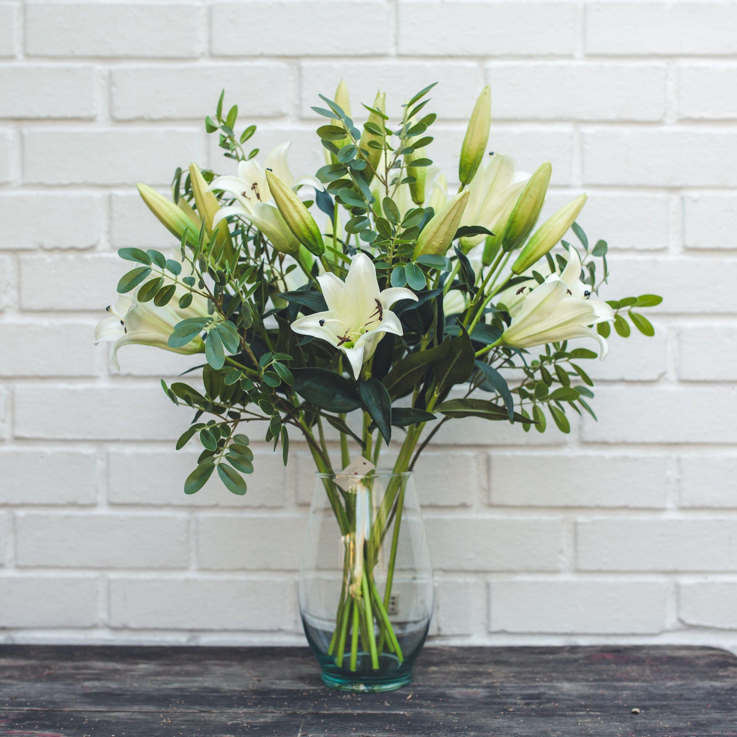 Lilium Blanco Flor Seda Artificial 76 Cm-3