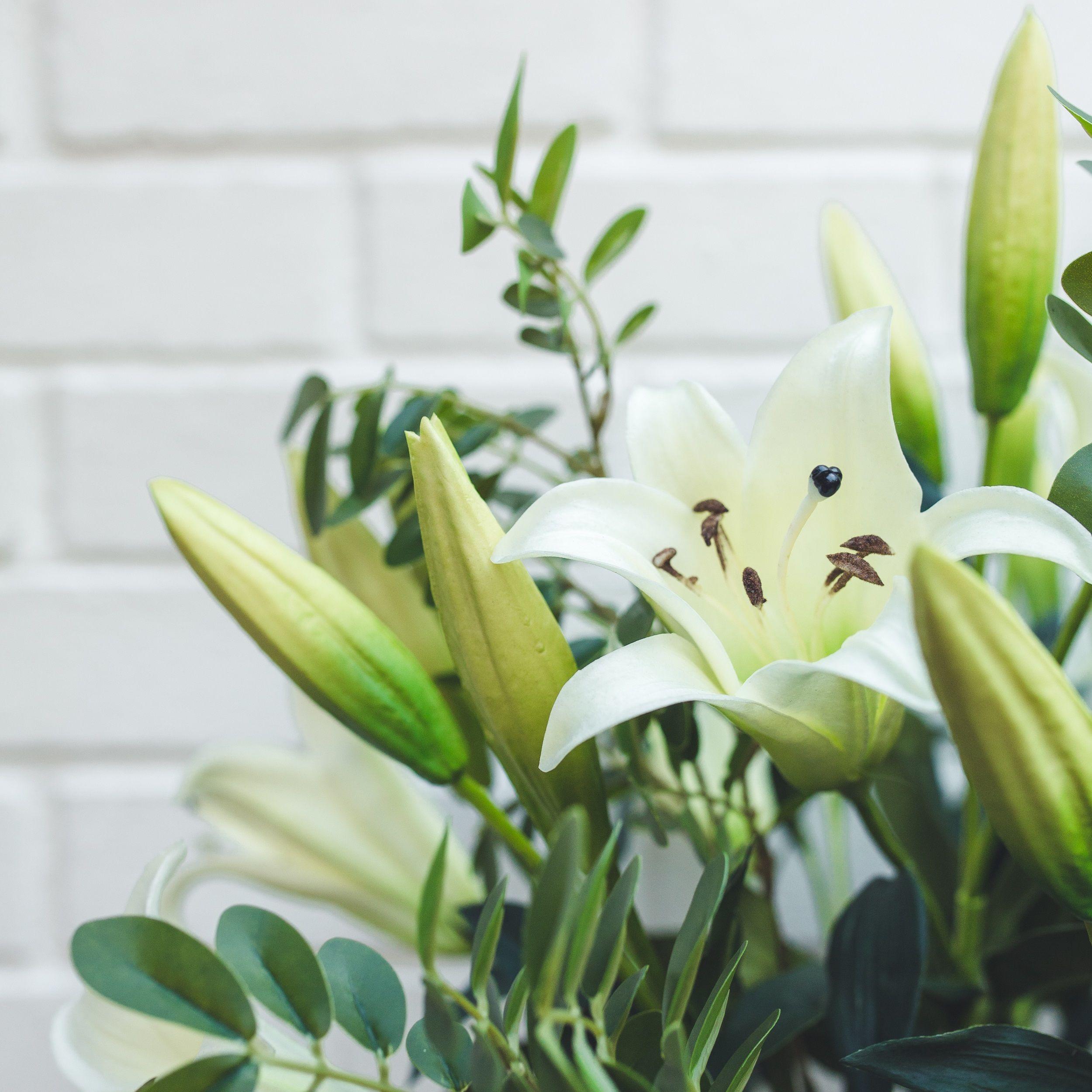 Lilium Blanco Flor Seda Artificial 76 Cm-2