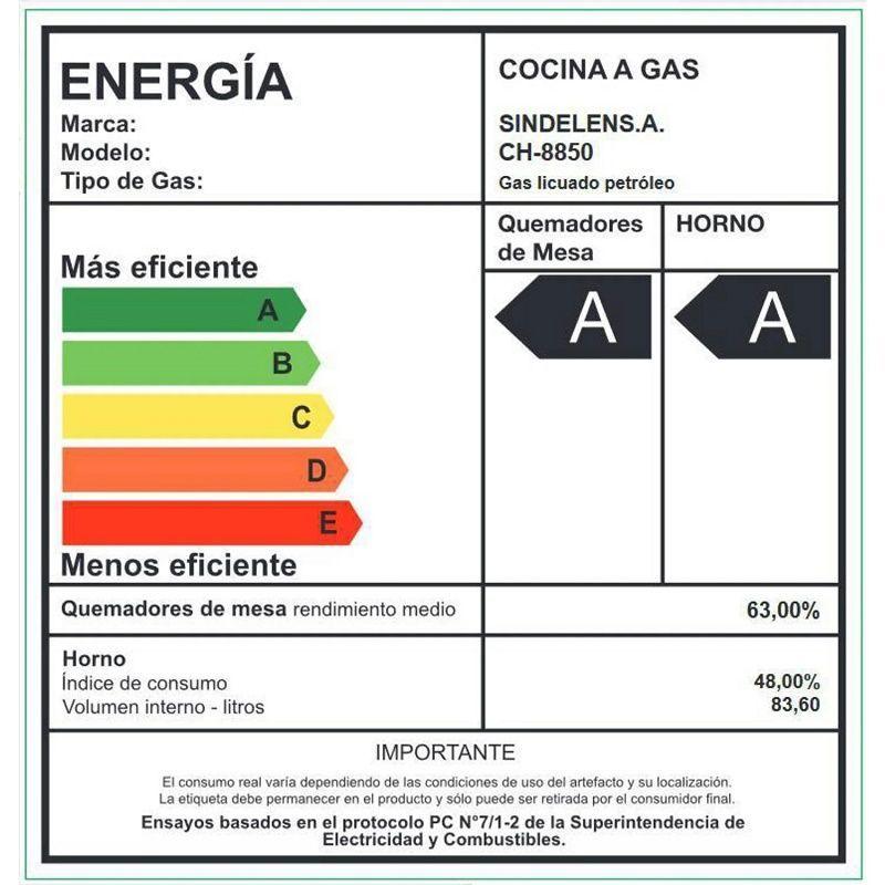 Cocina Gas 5 Quemadores Sindelen Nova Vita Ch-8850rd Negro-4