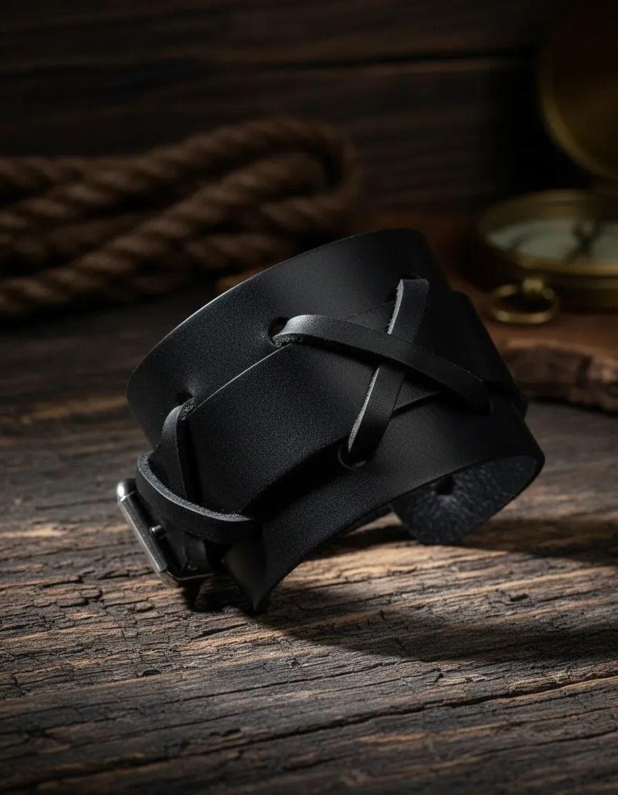 Brazalete Cuero Hombre Líneas-3
