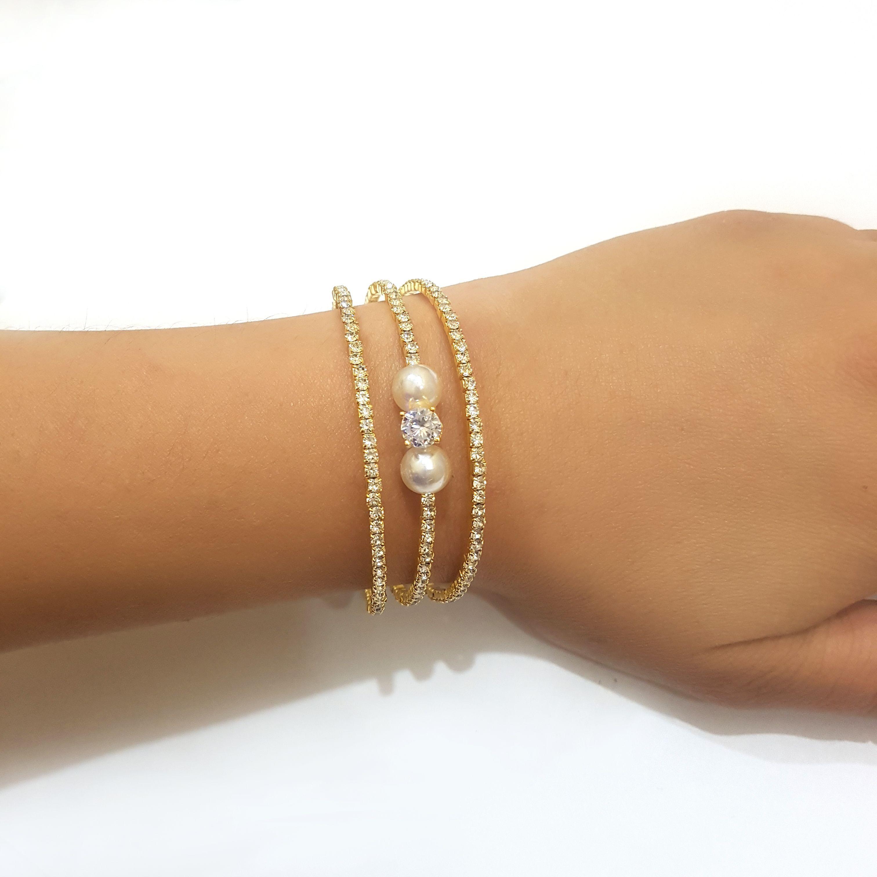 Brazalete / Pulsera Fantasía Para Fiesta De Strass Fake-2