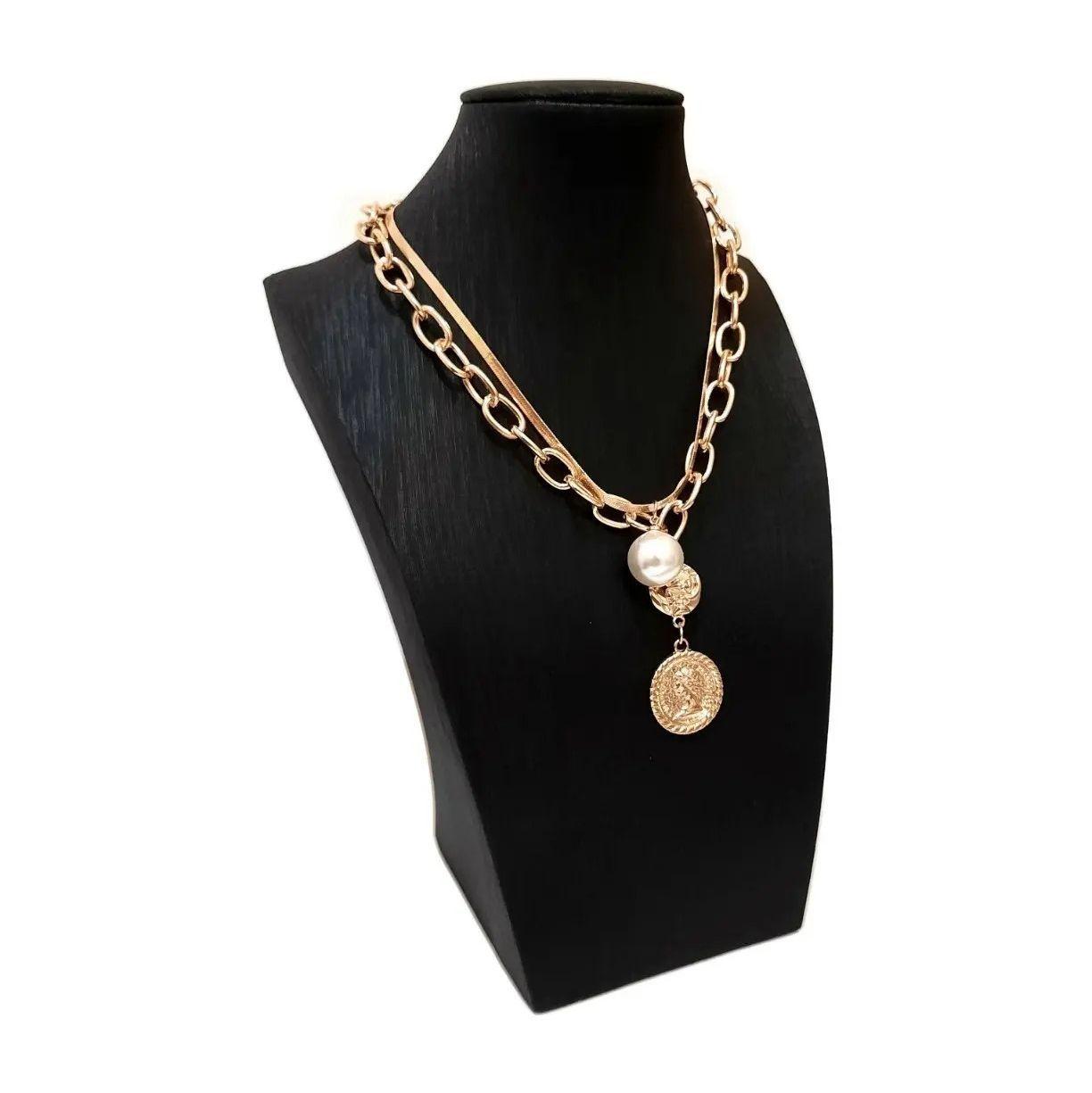 Collar Eslabones Perla Monedas-2