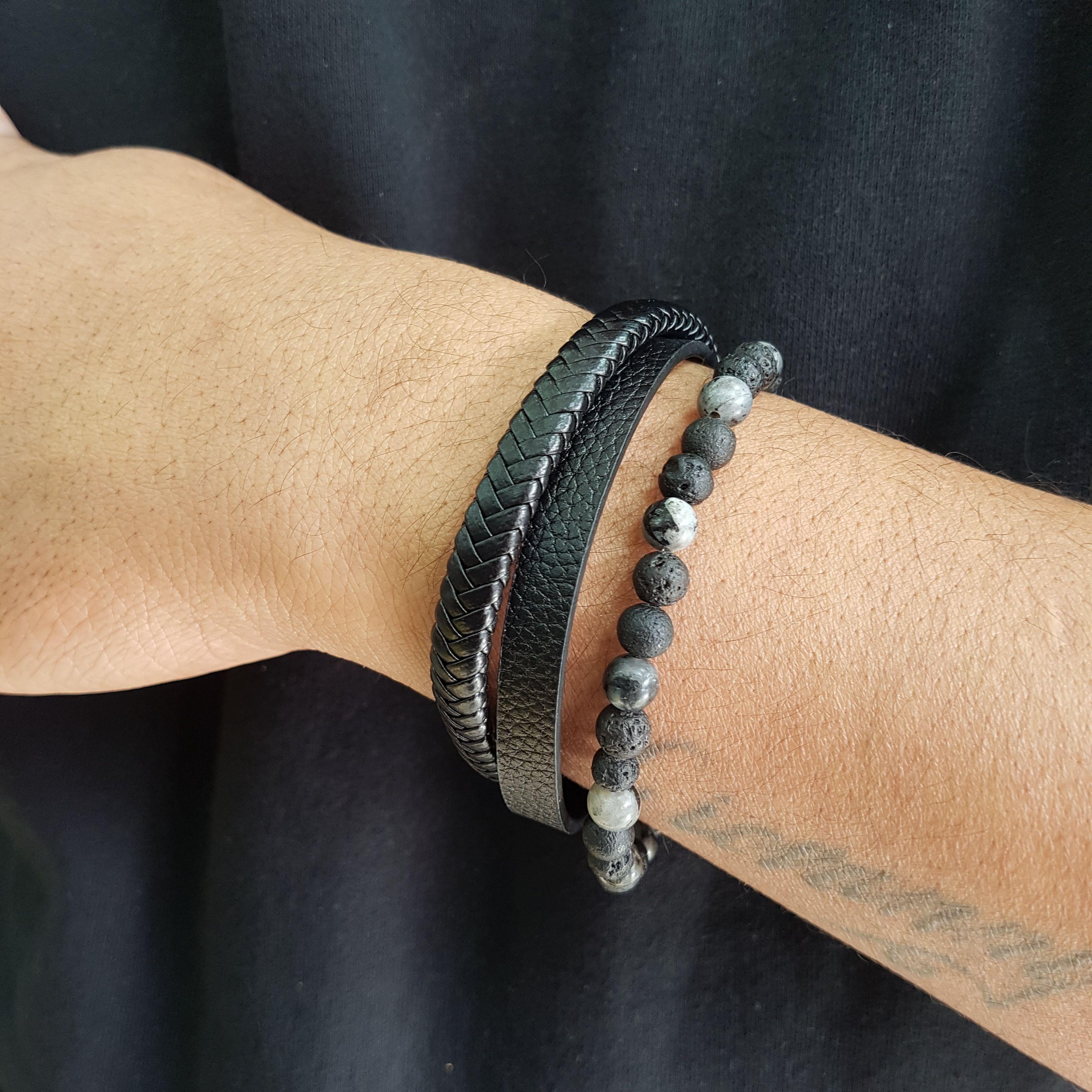 Pulsera De Ecocuero Para Hombre / Yuj-2