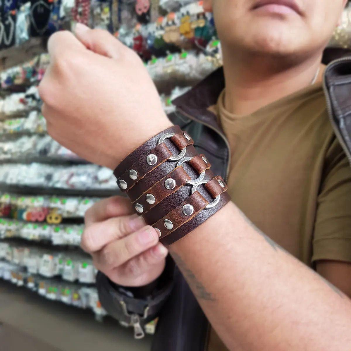 Brazalete Cuero Hombre Bronco-3
