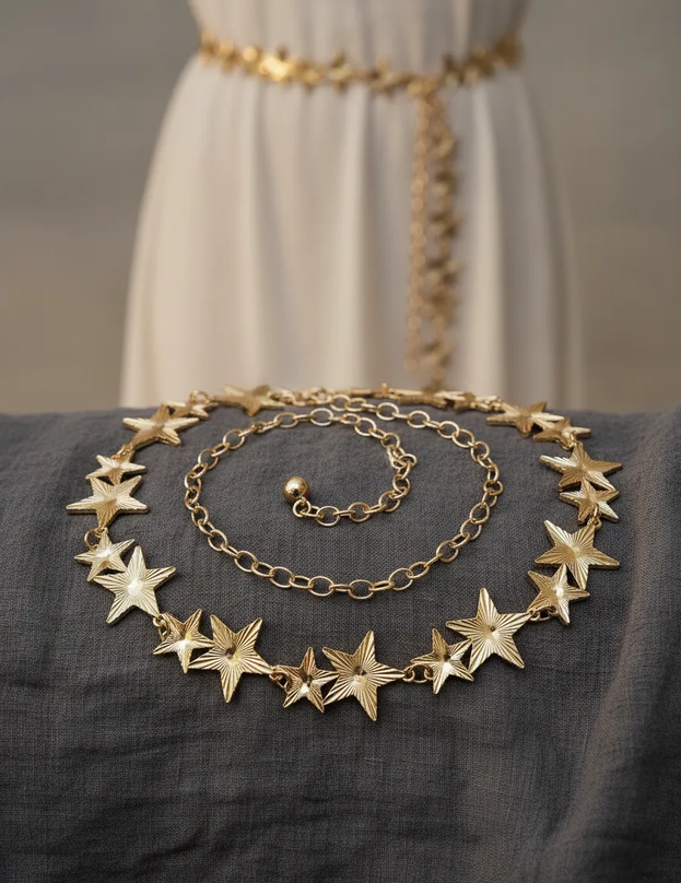 Cinturón De Fantasia Metálico Para Mujer Estrella Brillante-2