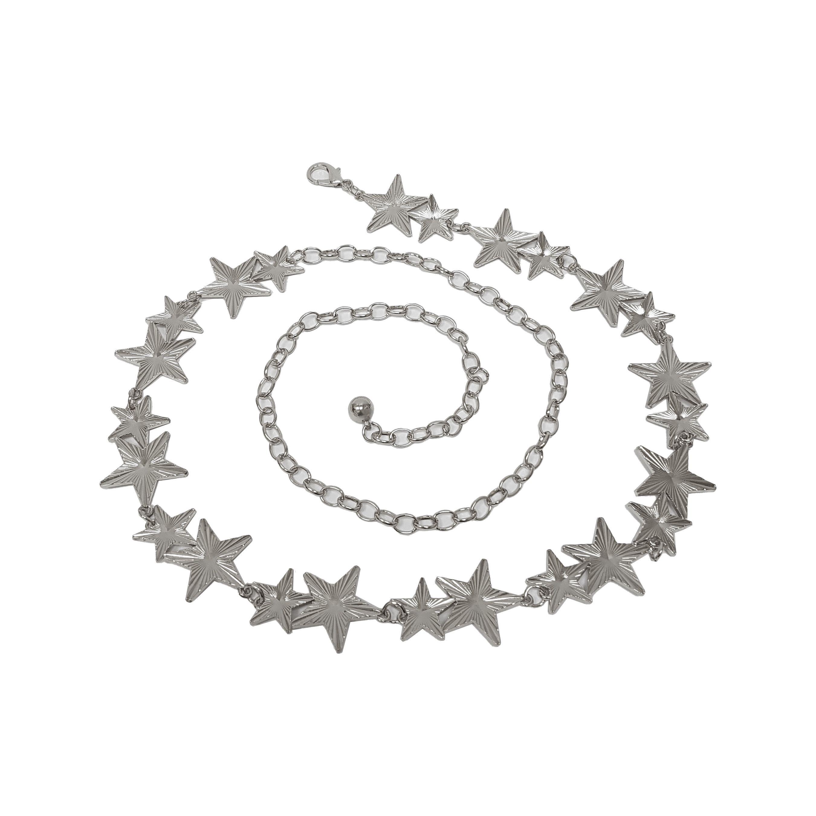 Cinturón De Fantasia Metálico Para Mujer Estrella Brillante-0