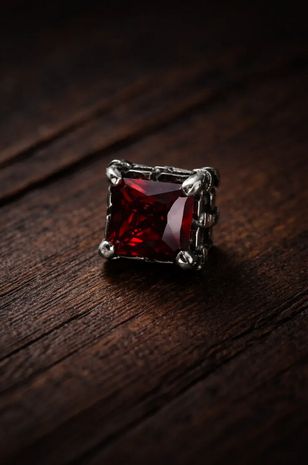 Aro Moderno Para Hombres Piedra Roja-3