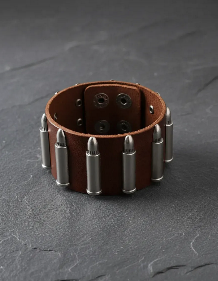 Brazalete Cuero Hombre Balas-2