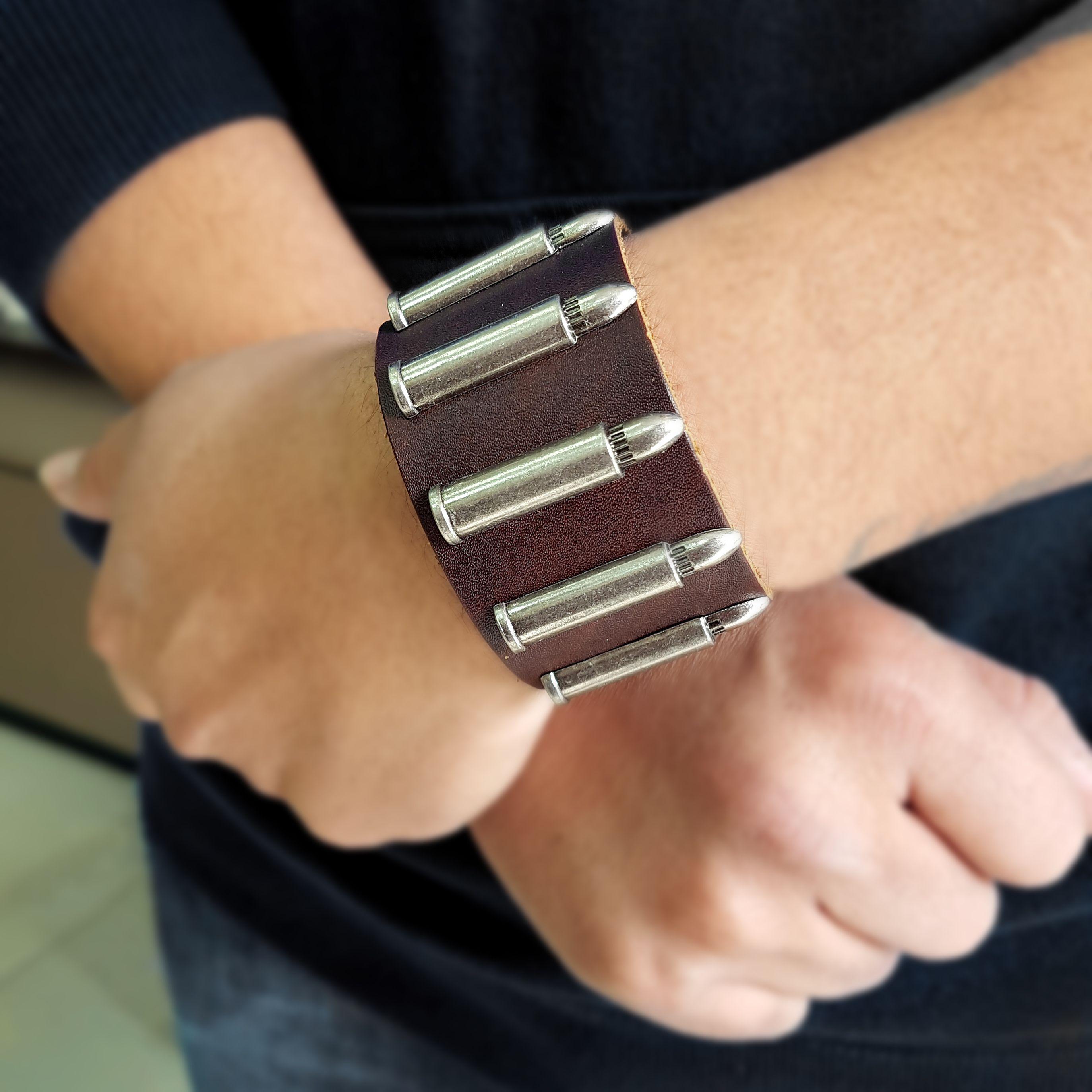 Brazalete Cuero Hombre Balas-4