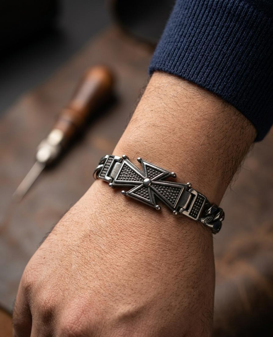 Pulsera De Acero Para Hombre Cross-4