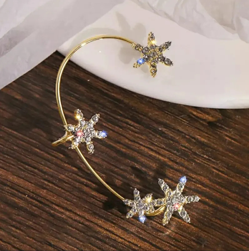 Aros Trepador Moderno Para Mujer Forma De Estrellas-2
