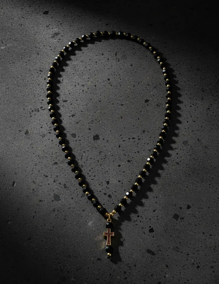 Collar De Hombre Cruz Piedra-2
