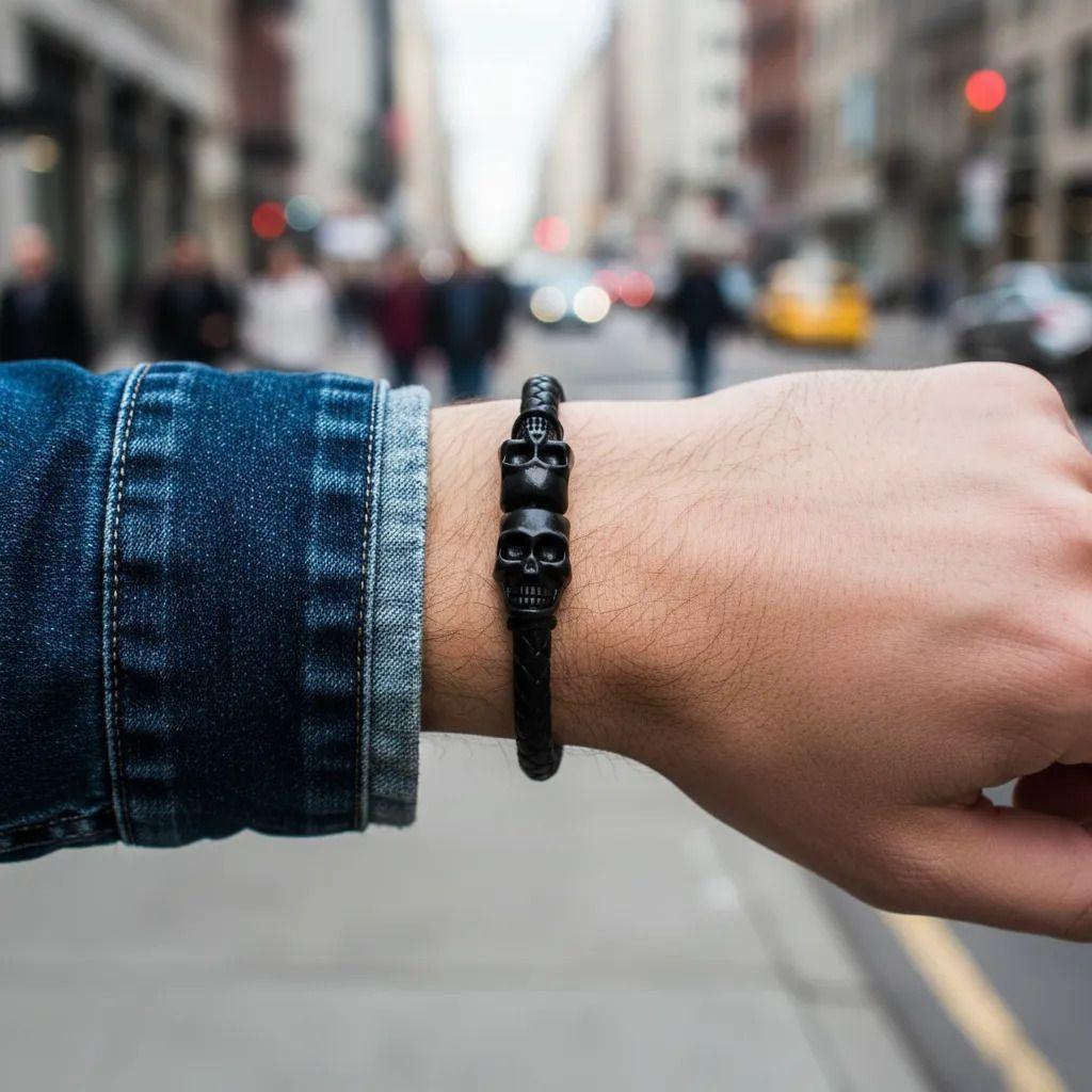Pulsera De Ecocuero Y Fantasia Para Hombre Cap-2