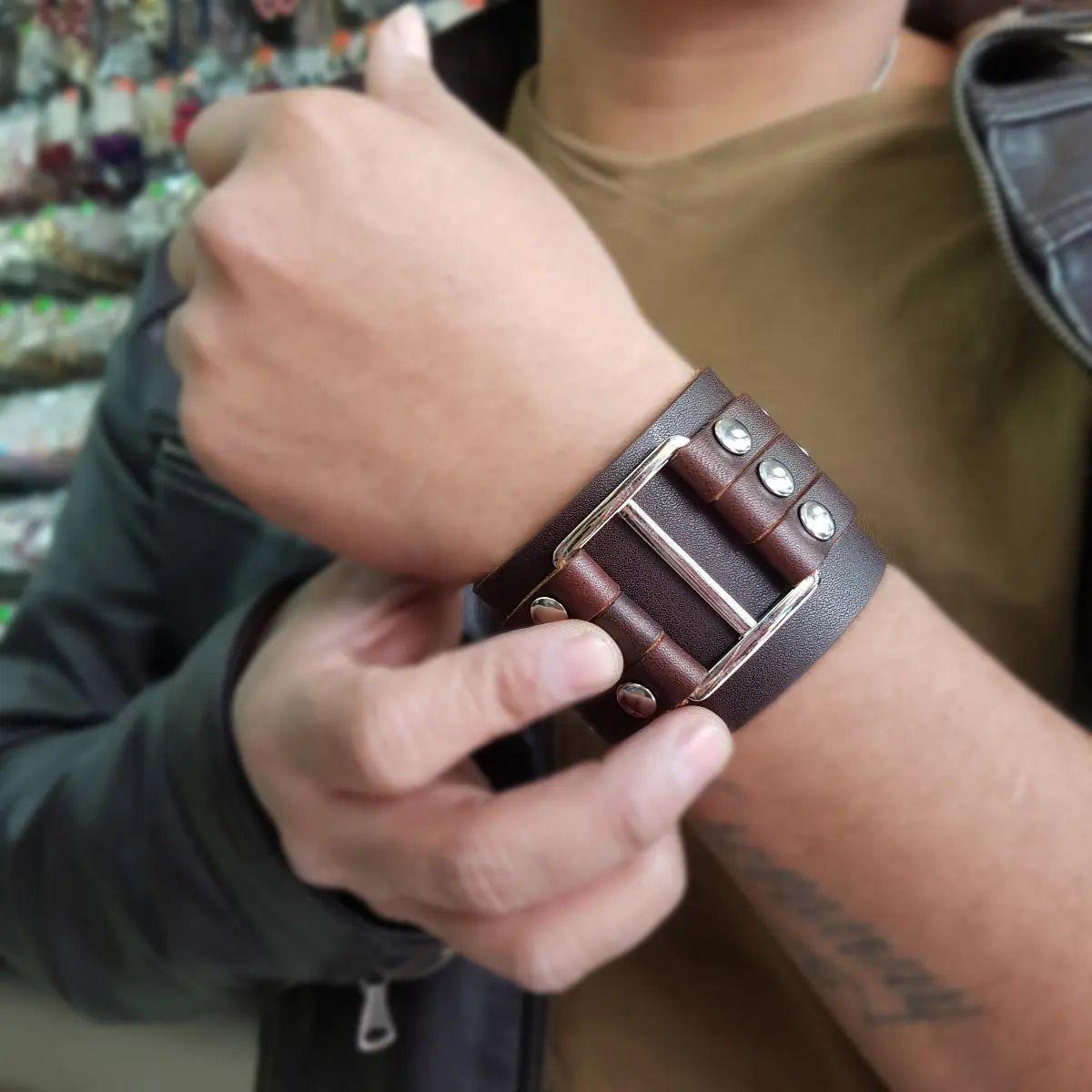 Brazalete Cuero Hombre Hebilla-2