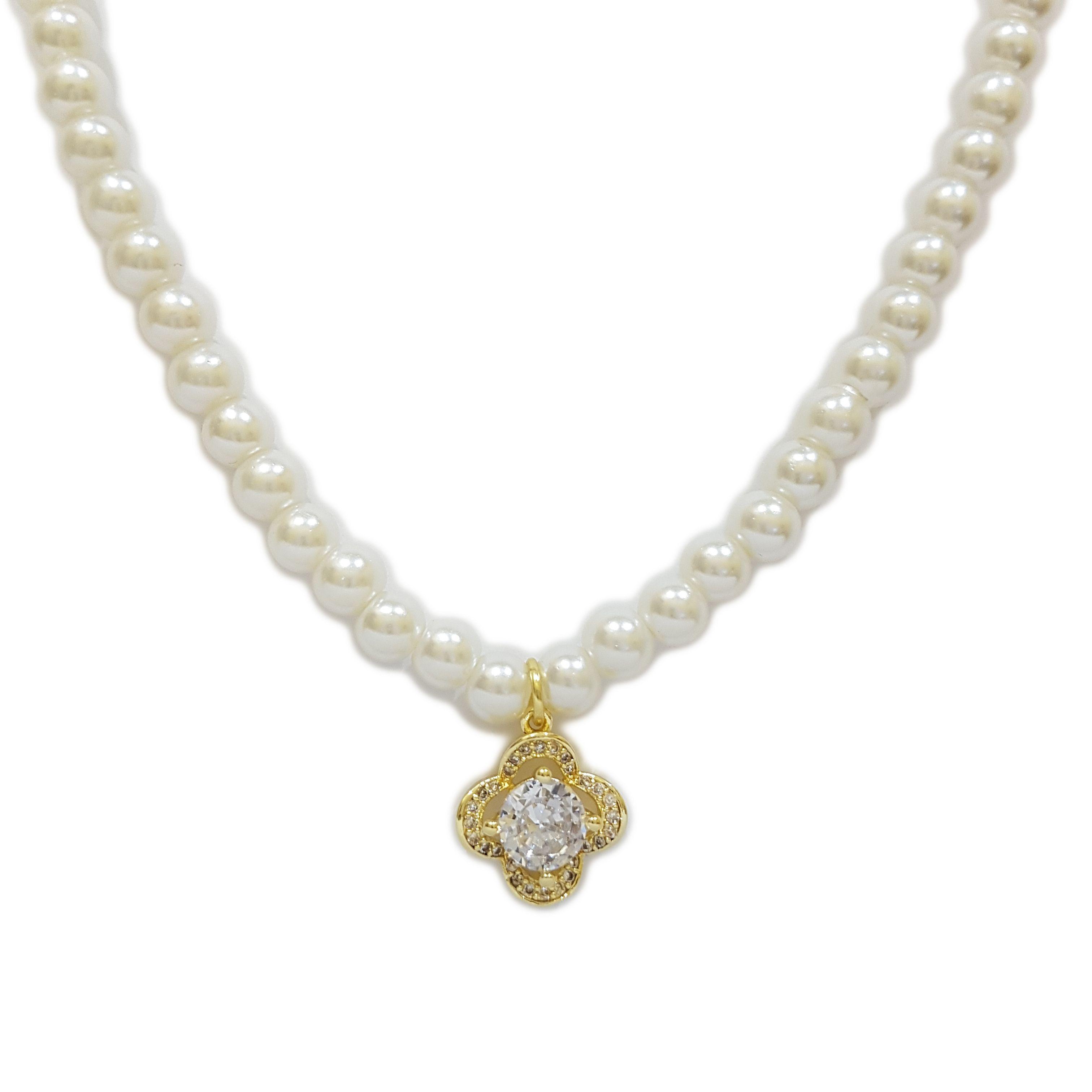 Collar Perlas Con Dije Circon-0