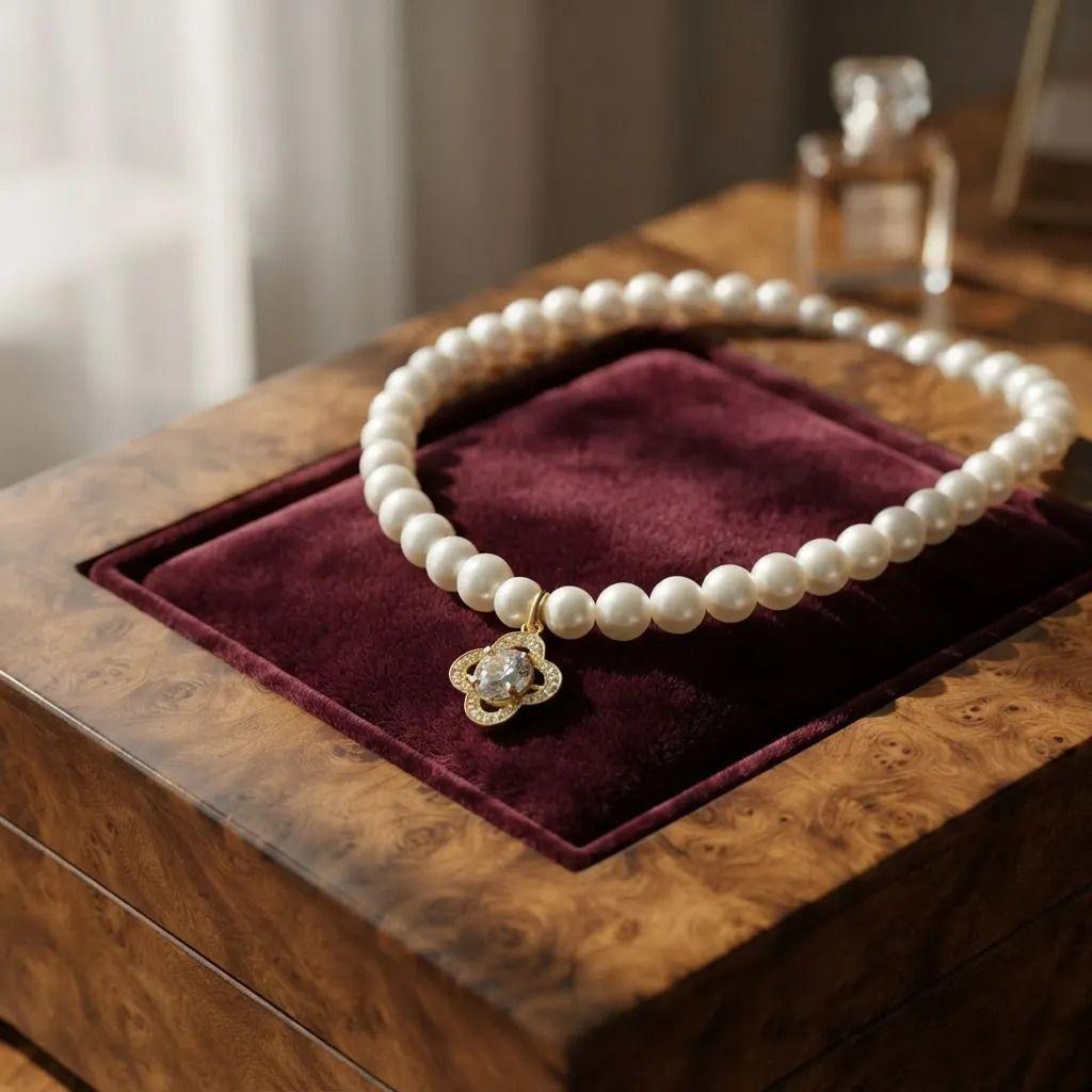 Collar Perlas Con Dije Circon-3