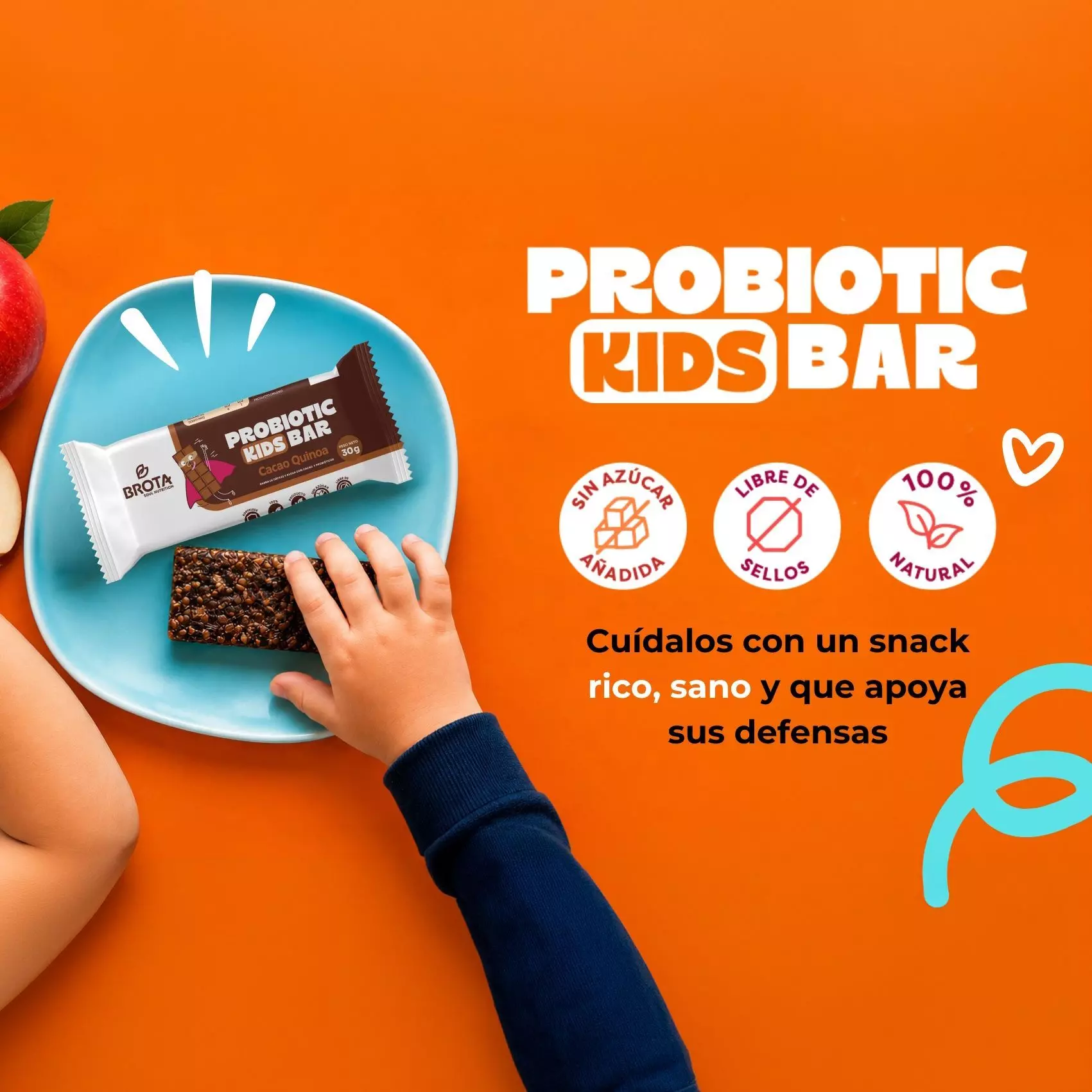 Caja de 5 barritas colacion para ninos con probioticos sabor Berries Brota-3