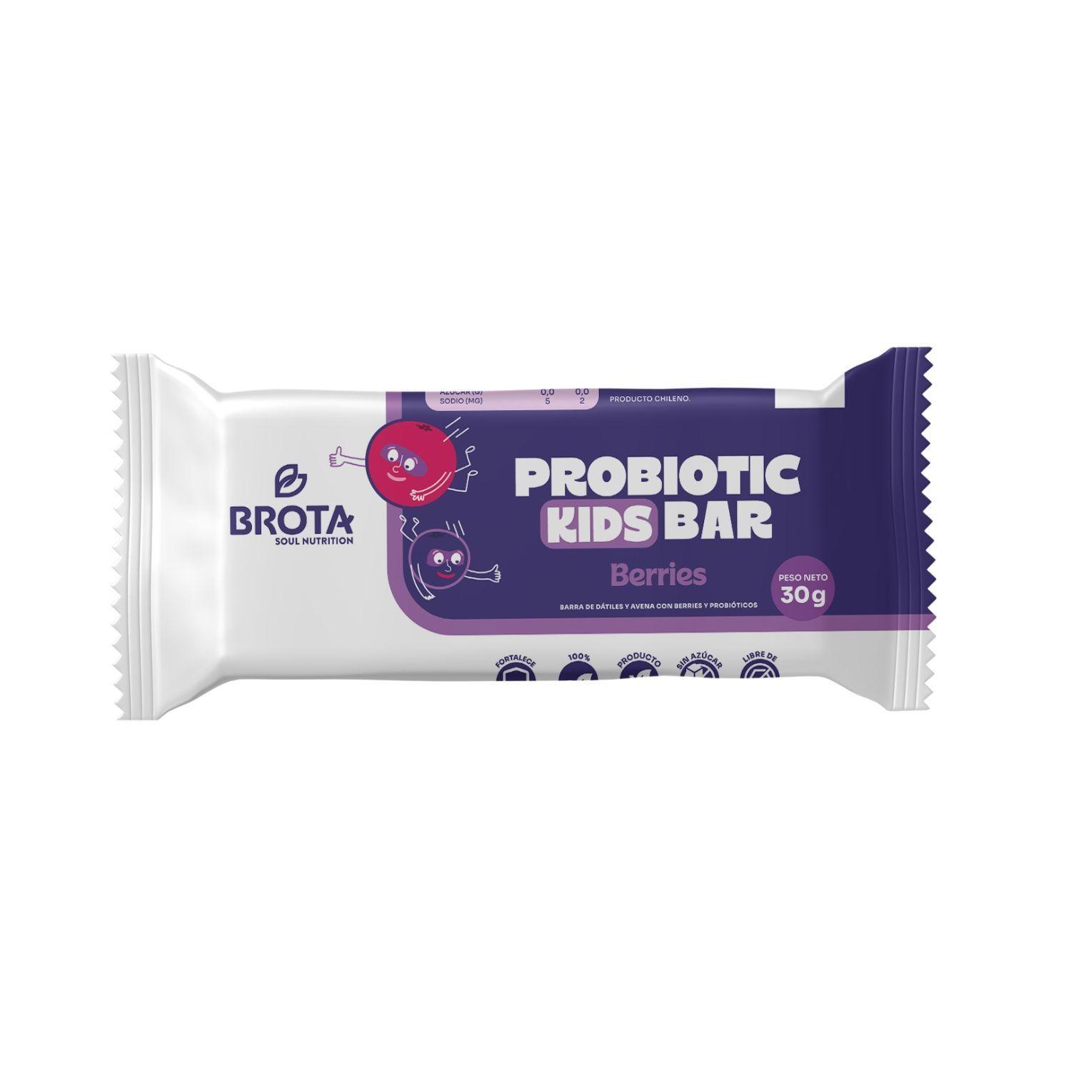 Caja de 5 barritas colacion para ninos con probioticos sabor Berries Brota-1