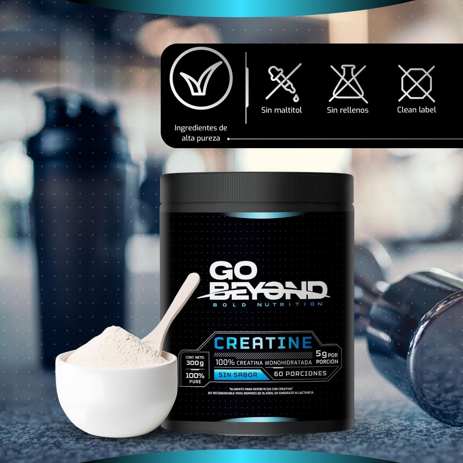 Creatina Monohidratada 300 g Sin Sabor Go Beyond 60 Servicios 5g Por Porcion-3