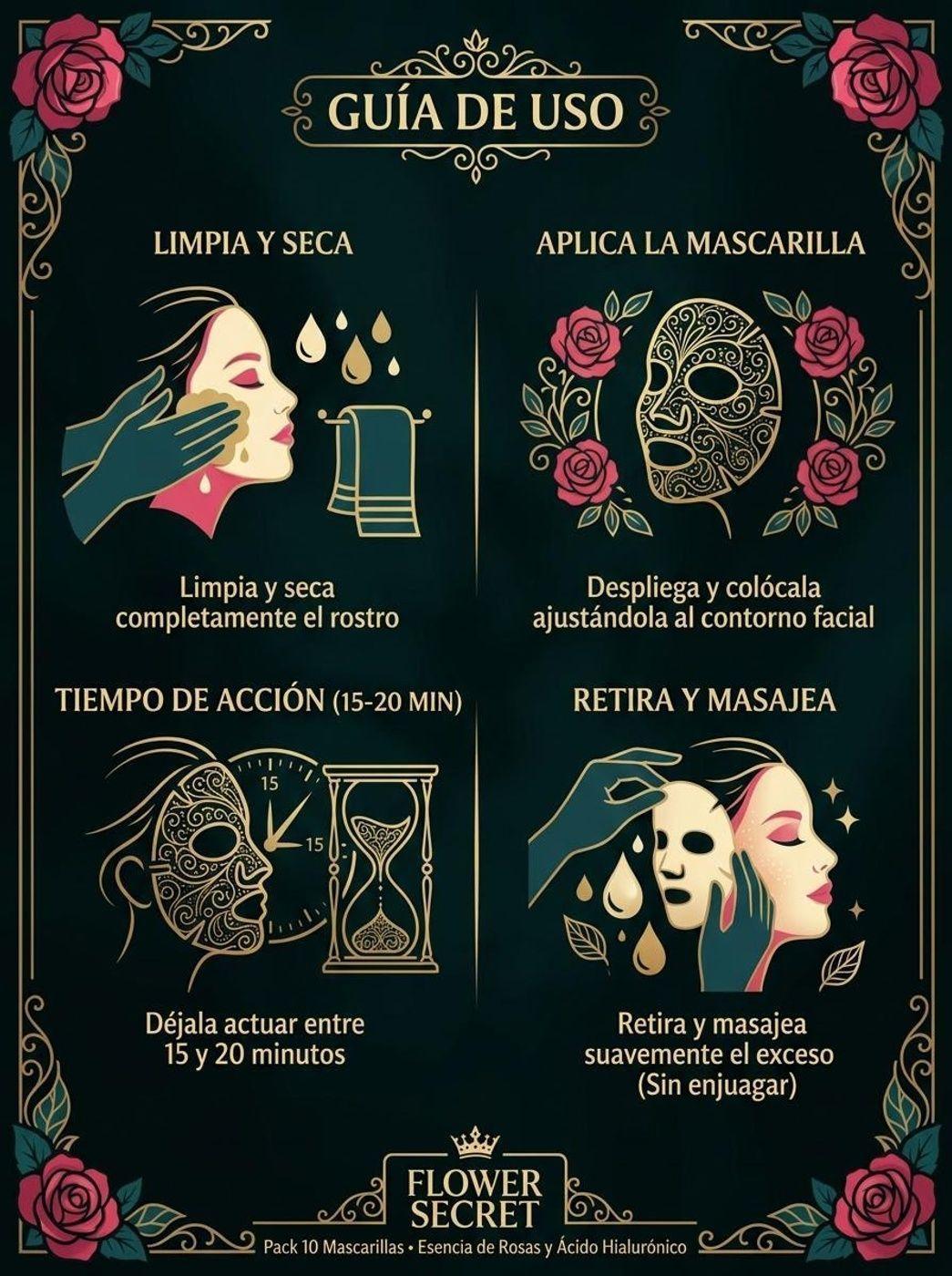 Mascarilla Facial Esencia de Rosas con Acido Hialuronico de Flower Secret-3