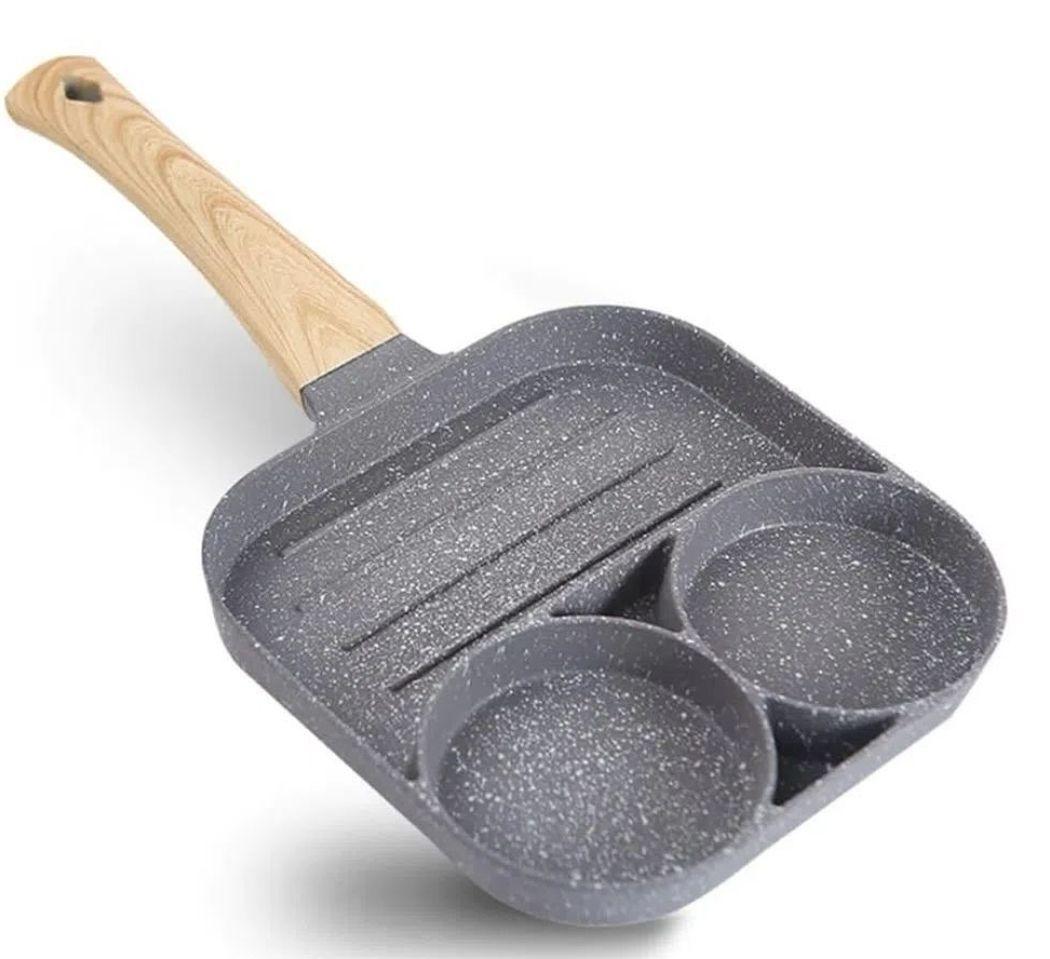 Sarten Mini 3 Compartimientos Divisiones Huevos PancakeS-0