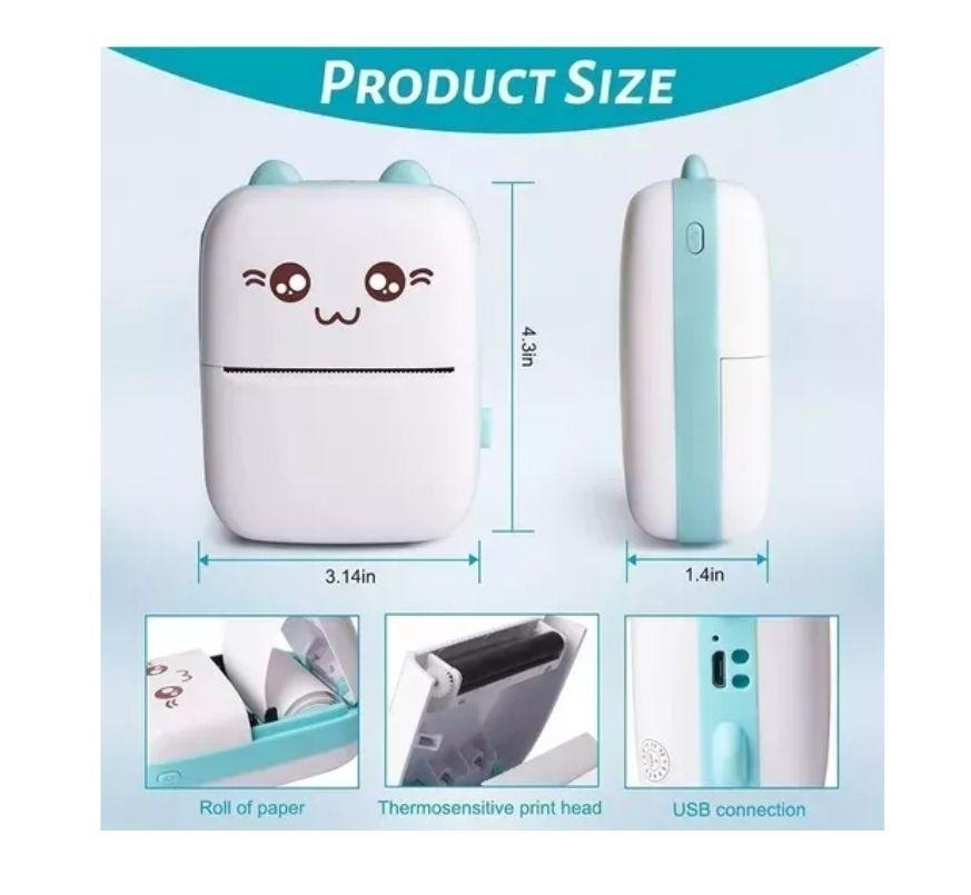 Mini Impresora Térmica Portátil Bluetooth Gatito-2
