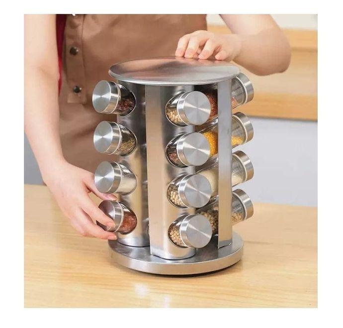 Soporte giratorio de acero inoxidable para condimentos16 tarros-2