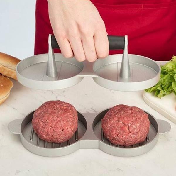 Molde De Hamburguesa Plateado De Doble Forma-1