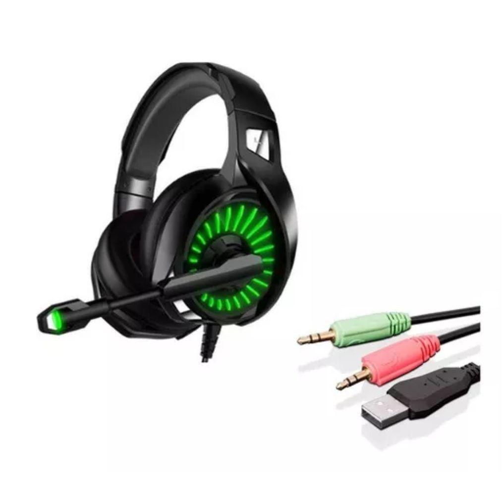 Audifono Para Gamer Con Microfo Con 2 Plug 3,5mm Con Luz Rgb-4