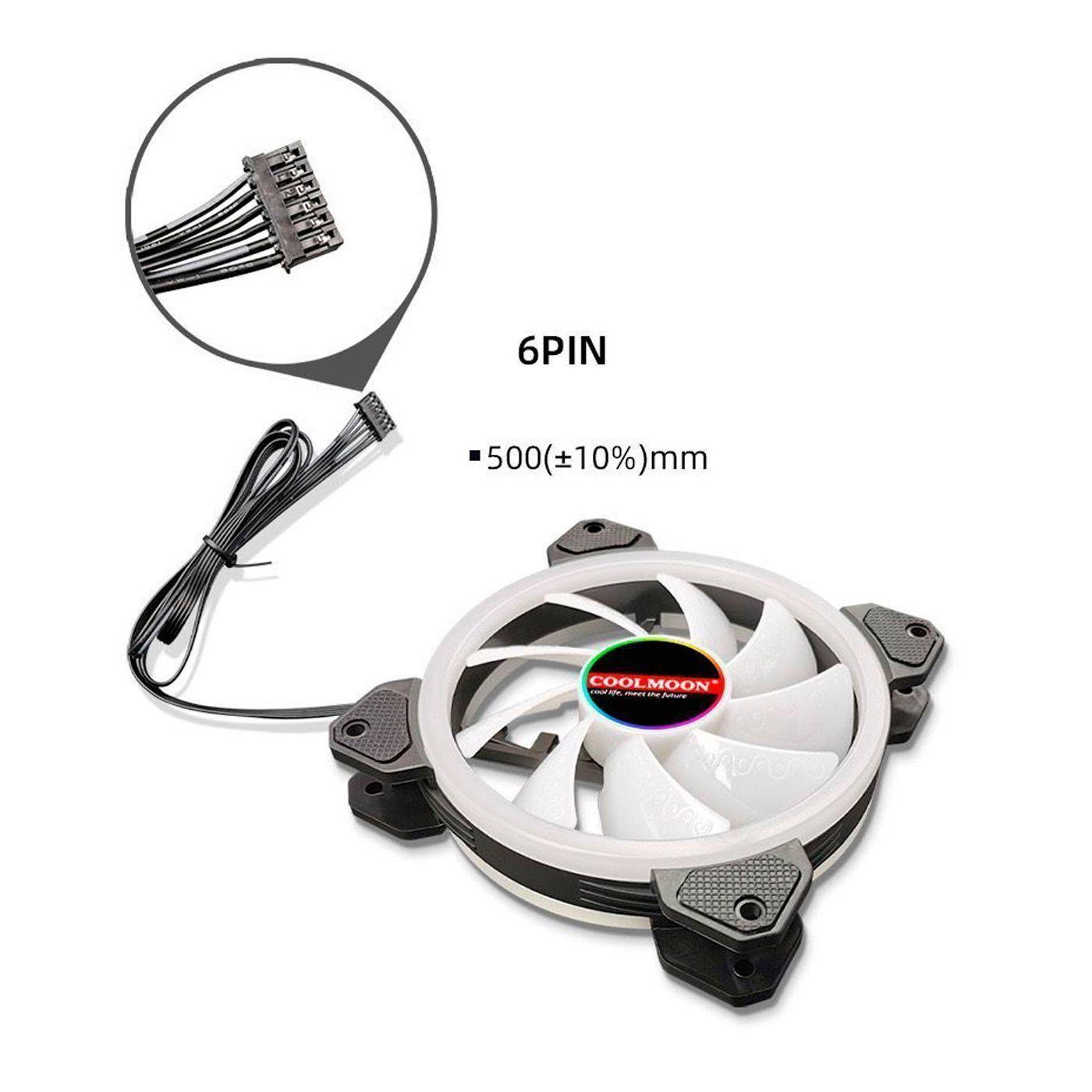 Kit 3 Ventilador Fan Cooler Cpu Led Rgb 12cm Control Remoto-3