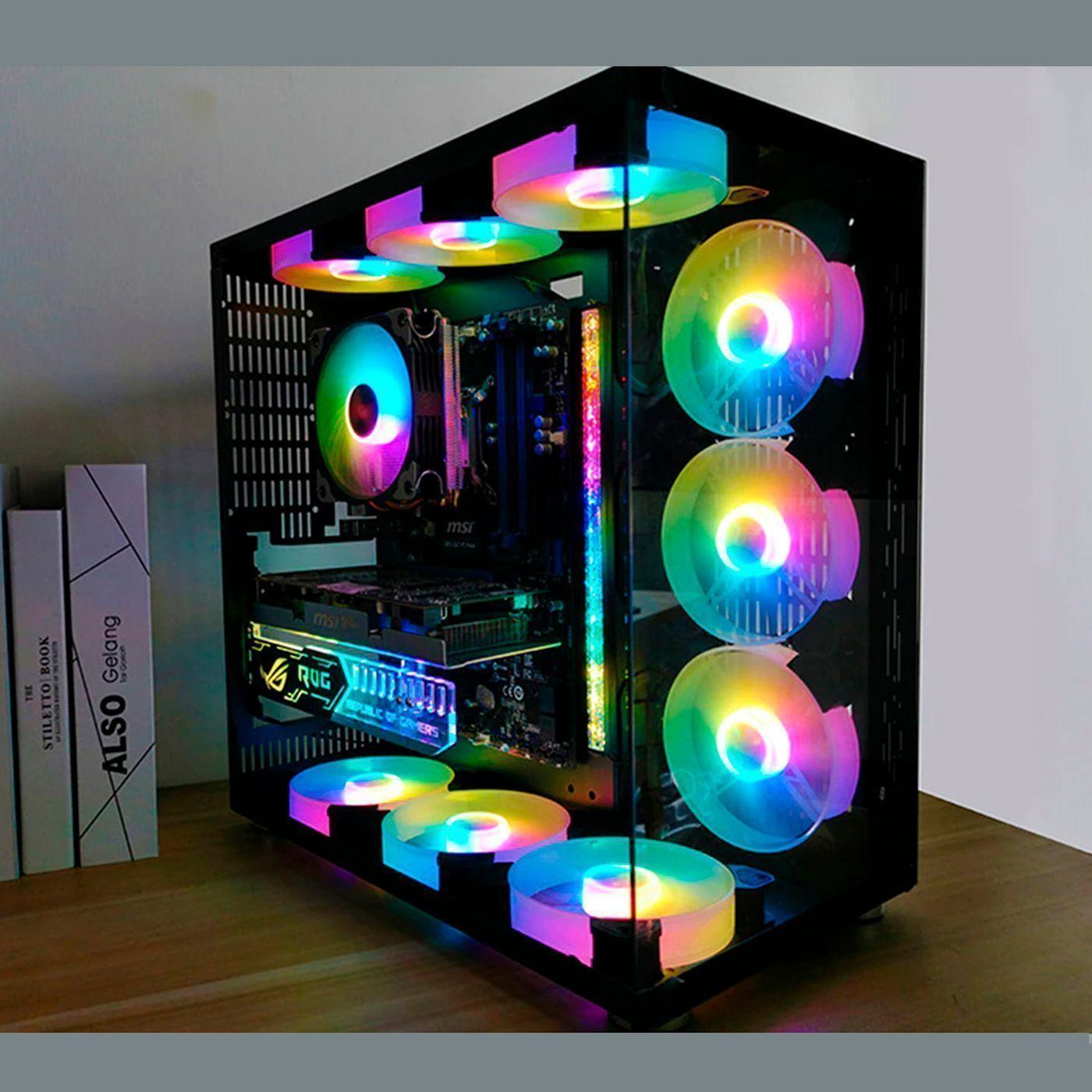 Kit 3 Ventilador Fan Cooler Cpu Led Rgb 12cm Control Remoto-4