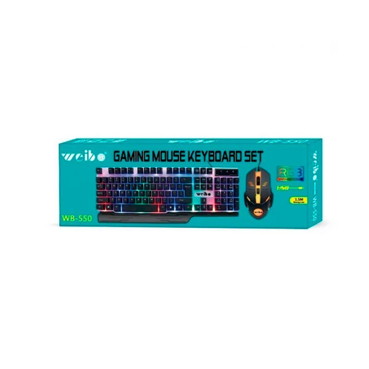 Mouse Y Teclado Gamer Weibo Wb-550 Rgb Sensacion Mecanica-3