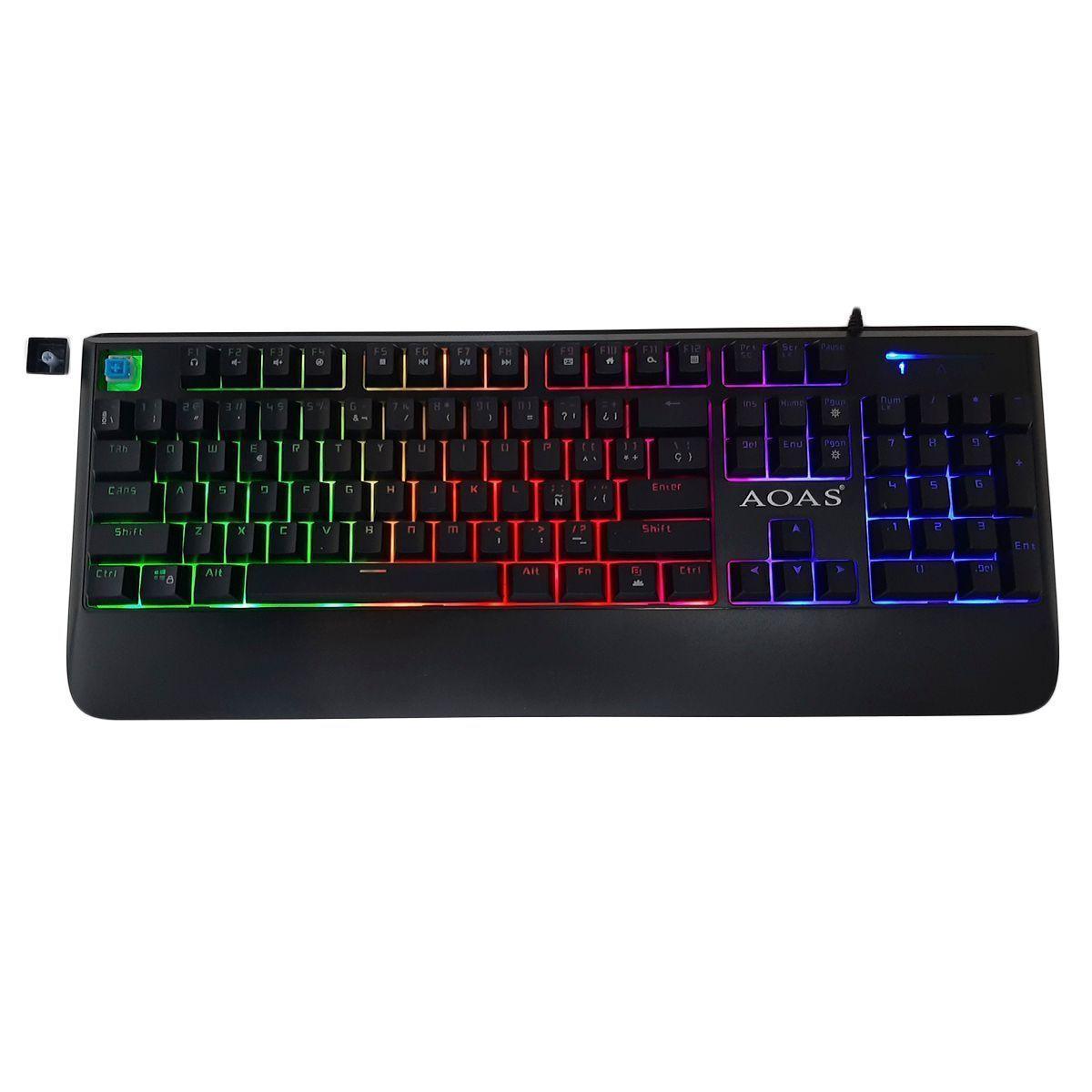 Teclado Mecanico Gamer Rgb Multicolor Aoas M-700 en Español Tecla Ñ-2