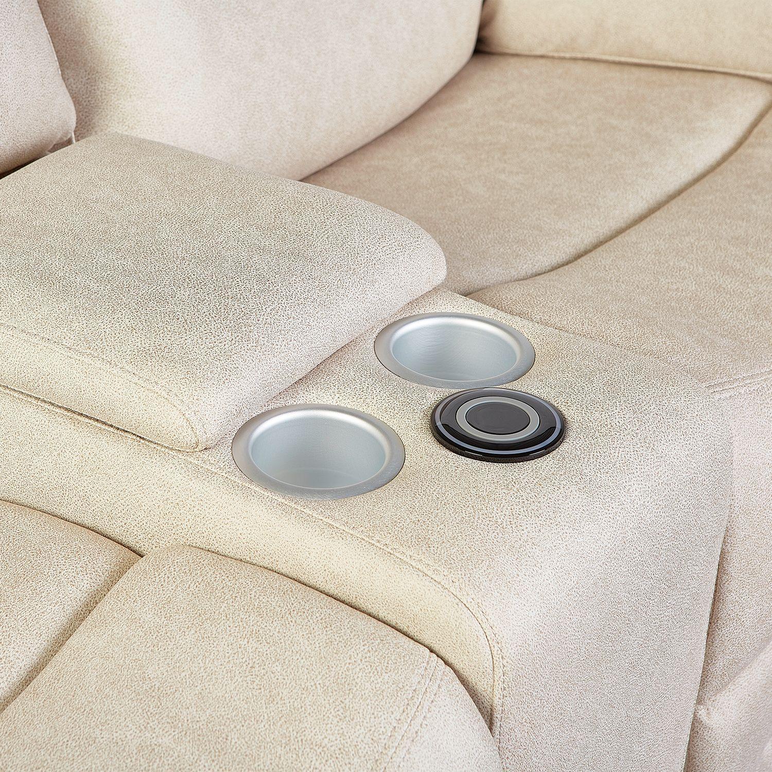 Sofá ODH Reclinable 2 Cuerpos  Cargador Inalámbrico London Café Claro-3