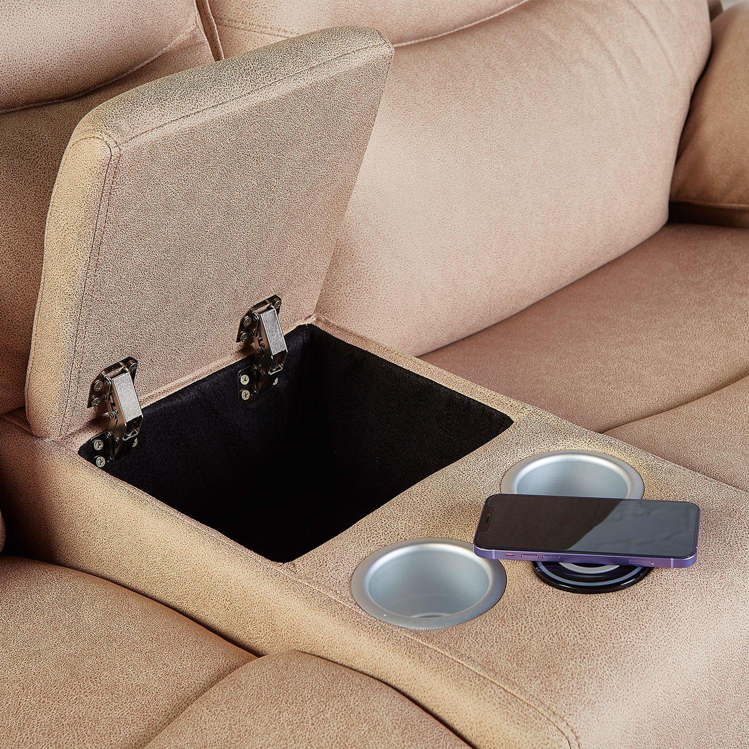 Sofá ODH Reclinable 2 Cuerpos  Cargador Inalámbrico London Beige-2
