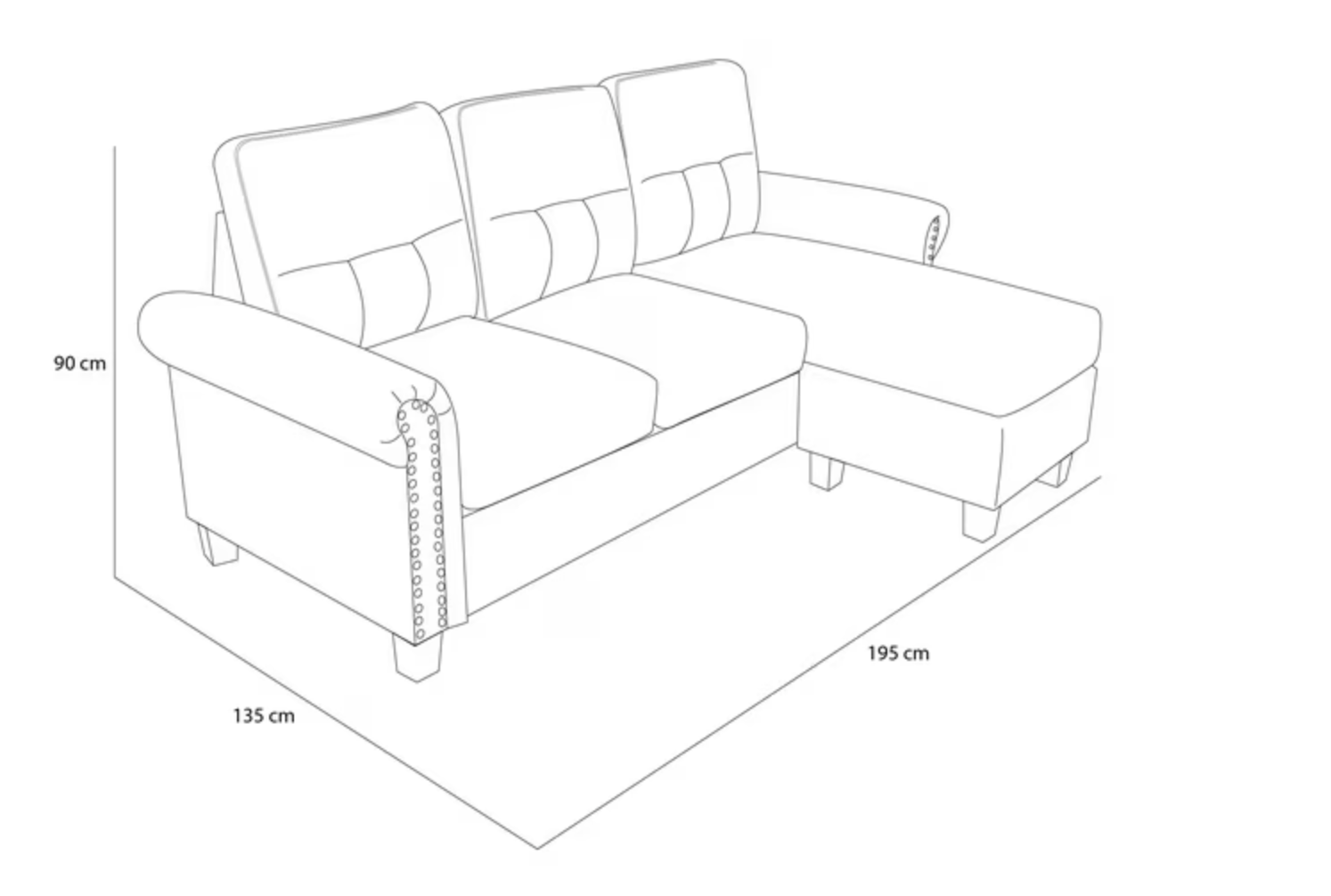 Seccional ODH Reversible Tachas Tela Beige-2