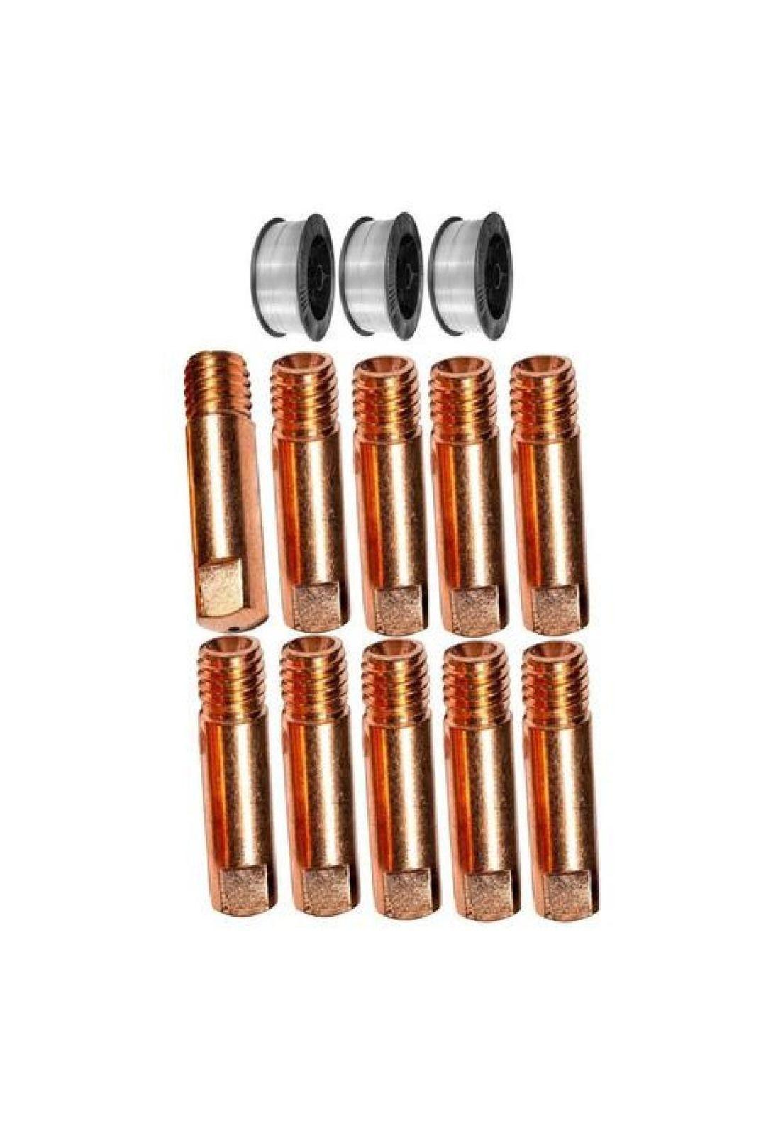 Pack 3 Alambre Soldadura 0.8mm 1kg + 10 Boquillas Mig 0.8mm-0