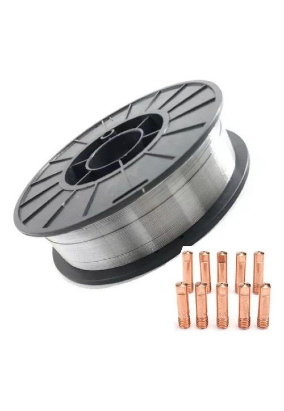 Alambre Soldadura Mig Flux2.27kg 0.9mm+10 Boquillas 0,9mm-0