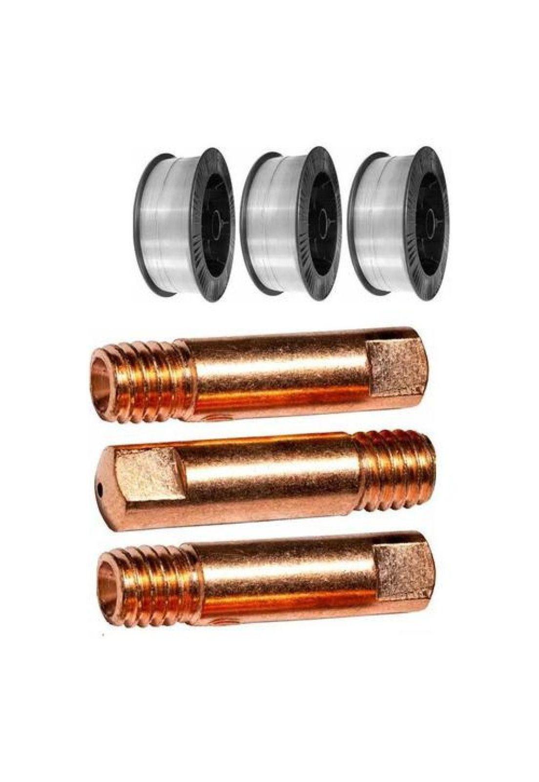 Pack 3 Alambres Soldadura 0.8mm 1kg + 3 Boquillas Mig 0.8mm-0