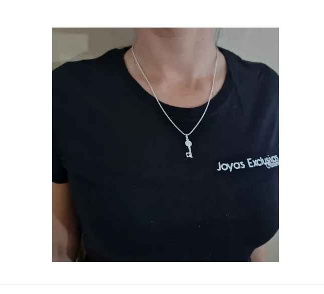 Colgante Llave San Benito + Cadena Mujer Plata 925-2