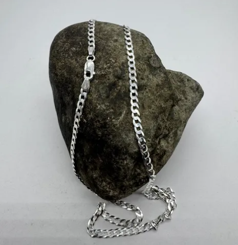 Cadena Hombre Plata Italiana 925 Grumet Corta 50 Cm -2